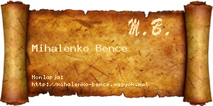 Mihalenko Bence névjegykártya